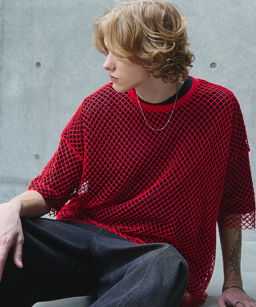 ANEDIST（アンディスト）の「メッシュTシャツ（Tシャツ/カットソー・メンズ・ホワイト/ブラック/レッド・FREE）」の14枚目の写真