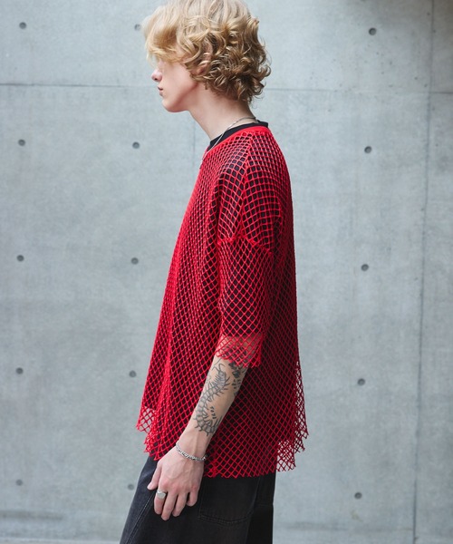 ANEDIST（アンディスト）の「メッシュTシャツ（Tシャツ/カットソー・メンズ・ホワイト/ブラック/レッド・FREE）」の17枚目の写真