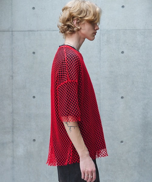 ANEDIST（アンディスト）の「メッシュTシャツ（Tシャツ/カットソー・メンズ・ホワイト/ブラック/レッド・FREE）」の18枚目の写真