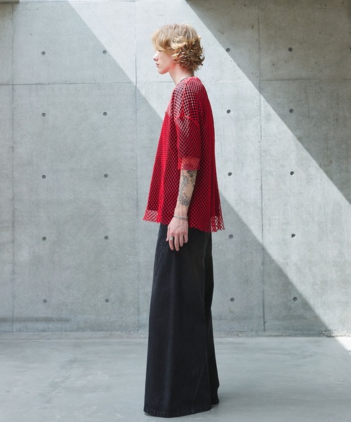 ANEDIST（アンディスト）の「メッシュTシャツ（Tシャツ/カットソー・メンズ・ホワイト/ブラック/レッド・FREE）」の21枚目の写真