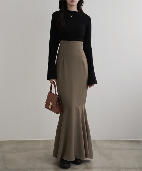 ハイウエストロングフレアマーメイドスカート（スカート