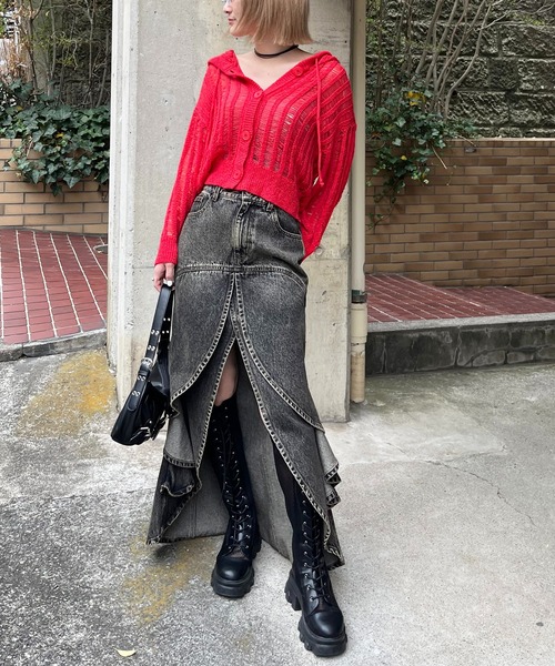 SPIRALGIRL(スパイラルガール)の「ニットカーデトップス(カーディガン/ボレロ・レディース・ブラック/レッド/グレー・FREE)」の15枚目の写真