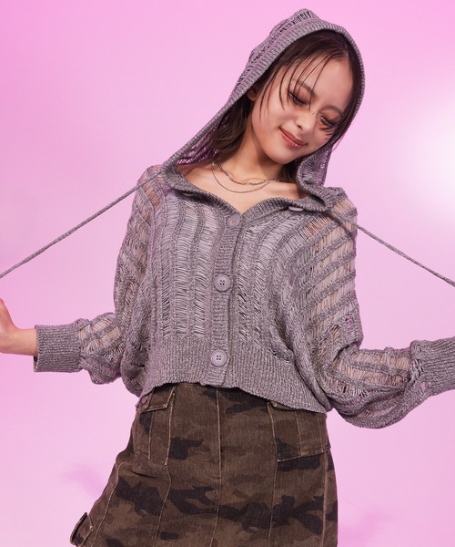 スパイラルガール SPIRALGIRL ビックカラーグラデーションニットセットアップ （ピンク系） ビックカラーグラデーションニットセットアップ SPIRALGIRL