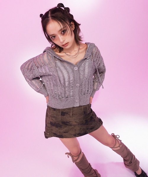 スパイラルガール SPIRALGIRL ビックカラーグラデーションニットセットアップ （ピンク系） スパイラルガール SPIRALGIRL ビックカラーグラデーションニット