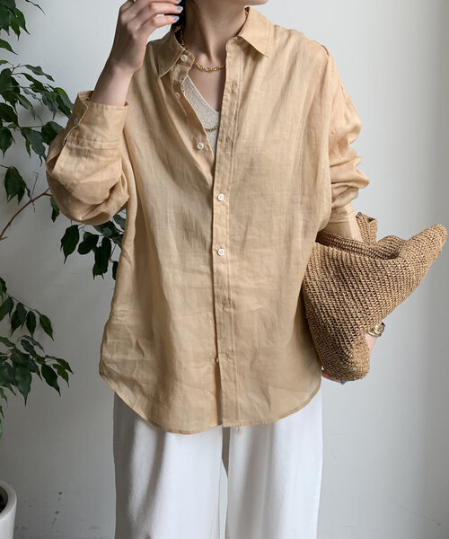 DouDou（ドゥドゥ）の「リネンビッグシャツ（シャツ/ブラウス・レディース・ベージュ系その他/ブラック系その他/ネイビー/ベージュ/ホワイト・FREE）」の8枚目の写真