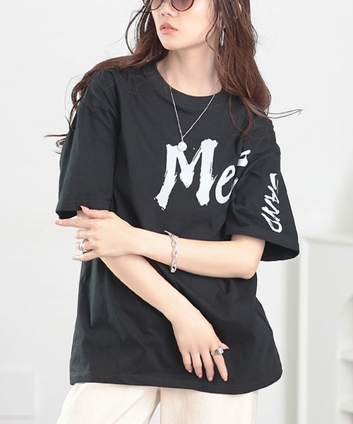 GOLDJAPAN(ゴールドジャパン)の「ビッグロゴコットンTシャツ【大きいサイズ対応】(Tシャツ/カットソー・レディース・ネイビー/ブラック/グレー/ブラウン・LL/3L/4L/5L/6L/7L)」の2枚目の写真