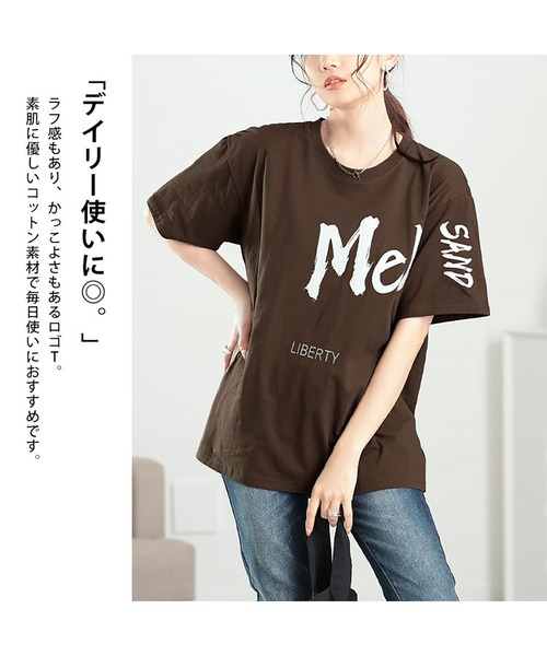 GOLDJAPAN(ゴールドジャパン)の「ビッグロゴコットンTシャツ【大きいサイズ対応】(Tシャツ/カットソー・レディース・ネイビー/ブラック/グレー/ブラウン・LL/3L/4L/5L/6L/7L)」の7枚目の写真