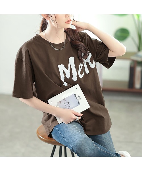 GOLDJAPAN(ゴールドジャパン)の「ビッグロゴコットンTシャツ【大きいサイズ対応】(Tシャツ/カットソー・レディース・ネイビー/ブラック/グレー/ブラウン・LL/3L/4L/5L/6L/7L)」の9枚目の写真