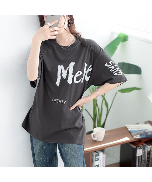 GOLDJAPAN(ゴールドジャパン)の「ビッグロゴコットンTシャツ【大きいサイズ対応】(Tシャツ/カットソー・レディース・ネイビー/ブラック/グレー/ブラウン・LL/3L/4L/5L/6L/7L)」の13枚目の写真