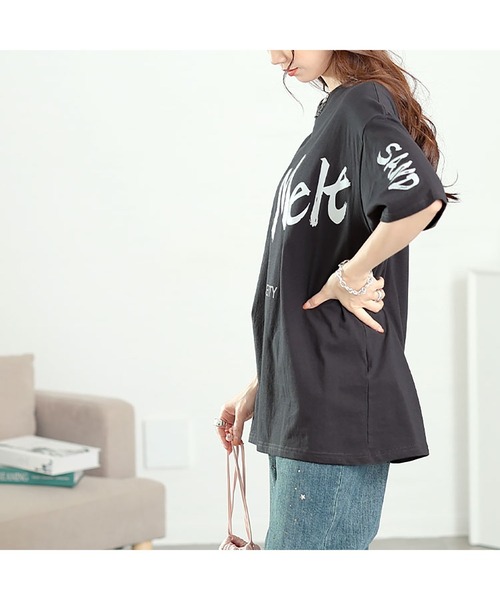 GOLDJAPAN(ゴールドジャパン)の「ビッグロゴコットンTシャツ【大きいサイズ対応】(Tシャツ/カットソー・レディース・ネイビー/ブラック/グレー/ブラウン・LL/3L/4L/5L/6L/7L)」の14枚目の写真