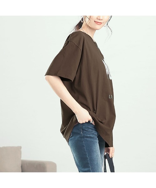 GOLDJAPAN(ゴールドジャパン)の「ビッグロゴコットンTシャツ【大きいサイズ対応】(Tシャツ/カットソー・レディース・ネイビー/ブラック/グレー/ブラウン・LL/3L/4L/5L/6L/7L)」の18枚目の写真