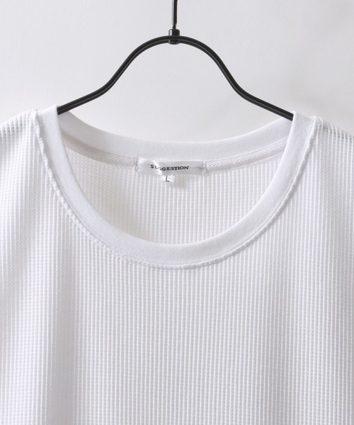 SITRY（シトリー）の「Thermal Layered No Sleeve Shirt/サーマル ワッフル ロング丈 ノースリーブシャツ タンクトップ（タンクトップ・メンズ・ホワイト/ブラック・L/M）」の8枚目の写真
