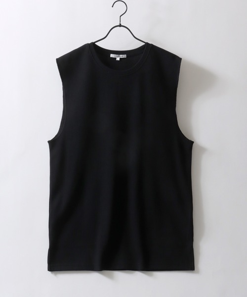 SITRY（シトリー）の「Thermal Layered No Sleeve Shirt/サーマル ワッフル ロング丈 ノースリーブシャツ タンクトップ（タンクトップ・メンズ・ホワイト/ブラック・L/M）」の10枚目の写真
