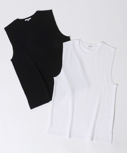 SITRY（シトリー）の「Thermal Layered No Sleeve Shirt/サーマル ワッフル ロング丈 ノースリーブシャツ タンクトップ（タンクトップ・メンズ・ホワイト/ブラック・L/M）」の12枚目の写真