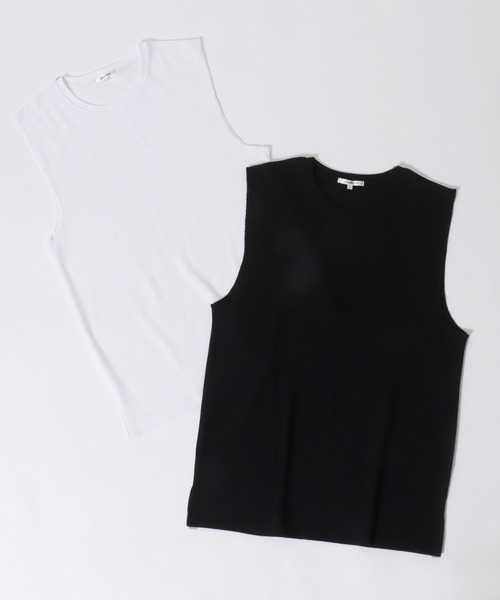 SITRY（シトリー）の「Thermal Layered No Sleeve Shirt/サーマル ワッフル ロング丈 ノースリーブシャツ タンクトップ（タンクトップ・メンズ・ホワイト/ブラック・L/M）」の20枚目の写真