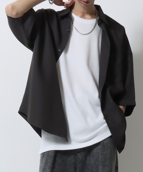 SITRY（シトリー）の「Thermal Layered No Sleeve Shirt/サーマル ワッフル ロング丈 ノースリーブシャツ タンクトップ（タンクトップ・メンズ・ホワイト/ブラック・L/M）」の16枚目の写真