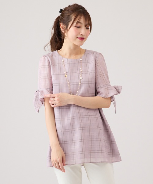 Rose Tiara（ローズティアラ）の「【手洗いOK】リボン袖ブラウス（シャツ/ブラウス・レディース・ブルー/ピンク・42/38/46）」の15枚目の写真