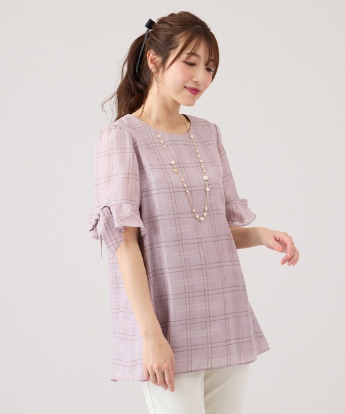 Rose Tiara（ローズティアラ）の「【手洗いOK】リボン袖ブラウス（シャツ/ブラウス・レディース・ブルー/ピンク・42/38/46）」の16枚目の写真