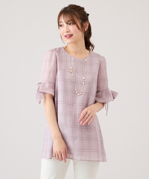 Rose Tiara（ローズティアラ）の「【手洗いOK】リボン袖ブラウス（シャツ/ブラウス・レディース・ブルー/ピンク・42/38/46）」の17枚目の写真