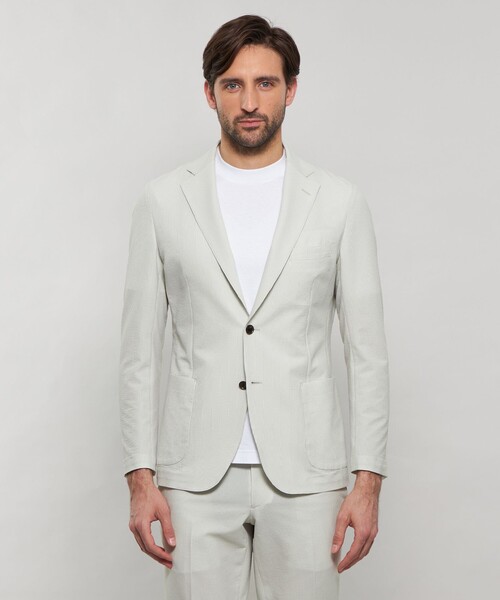 MACKINTOSH LONDON（マッキントッシュ ロンドン）の「【WEB・一部店舗限定】【BREASY JACKET】ポリエステルサッカーセットアップジャケット（テーラードジャケット・メンズ・ネイビー/グレー・38/40/36）」の5枚目の写真