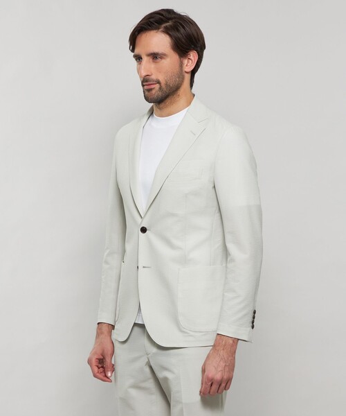MACKINTOSH LONDON（マッキントッシュ ロンドン）の「【WEB・一部店舗限定】【BREASY JACKET】ポリエステルサッカーセットアップジャケット（テーラードジャケット・メンズ・ネイビー/グレー・38/40/36）」の6枚目の写真