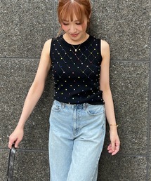 StyleSea | マルチカラービジュー付きサマーニットトップス(ニット/セーター)