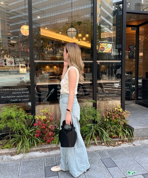 StyleSea（スタイルシー）の「マルチカラービジュー付きサマーニットトップス（ニット/セーター・レディース・オフホワイト/ブラック・FREE）」の10枚目の写真