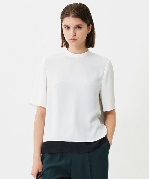 ブラウス シャツ BackSatinAmunzen シフォンコンビブラウス レディース BackSatinAmunzen シフォンコンビブラウス（シャツ/ブラウス