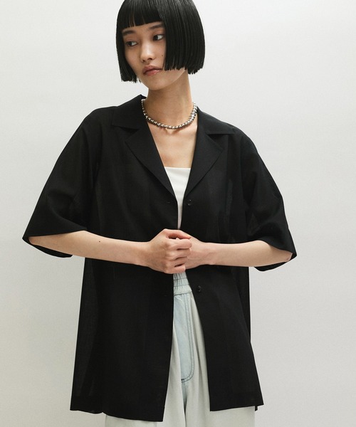 ADAM ET ROPE'(アダムエロペ)の「【接触冷感】ライトシャツジャケット(シャツ/ブラウス・レディース・ブラック/ベージュ・FREE)」の10枚目の写真