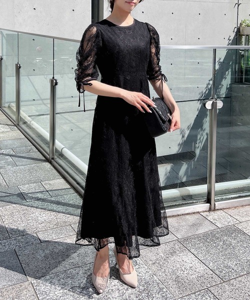 INGNI(イング)の「【WEB限定】スパンコールレースワンピース(ドレス・レディース・ブラック/ブルー系/ピンクベージュ/ミント・S/M)」の5枚目の写真