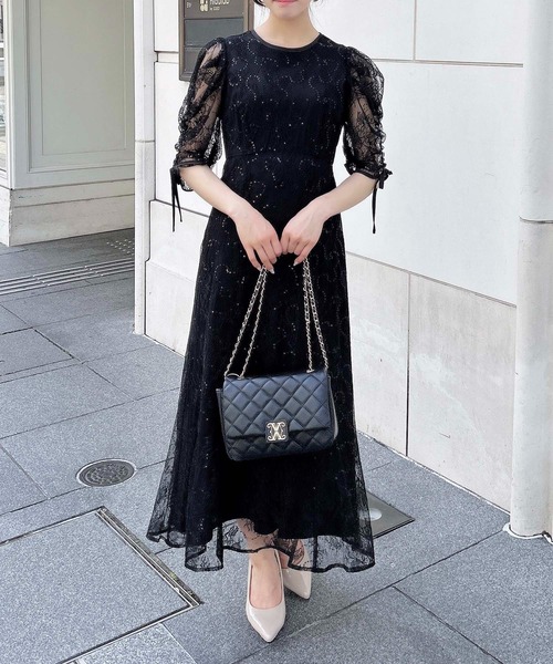 INGNI(イング)の「【WEB限定】スパンコールレースワンピース(ドレス・レディース・ブラック/ブルー系/ピンクベージュ/ミント・S/M)」の9枚目の写真