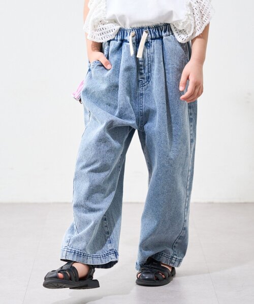 CIAOPANIC TYPY（チャオパニックティピー）の「【KIDS】紐付き風ワイドイージーデニム（デニムパンツ・キッズ・ネイビー/サックスブルー・XX-LARGE/LARGE/SMALL/MEDIUM/X-LARGE）」の18枚目の写真