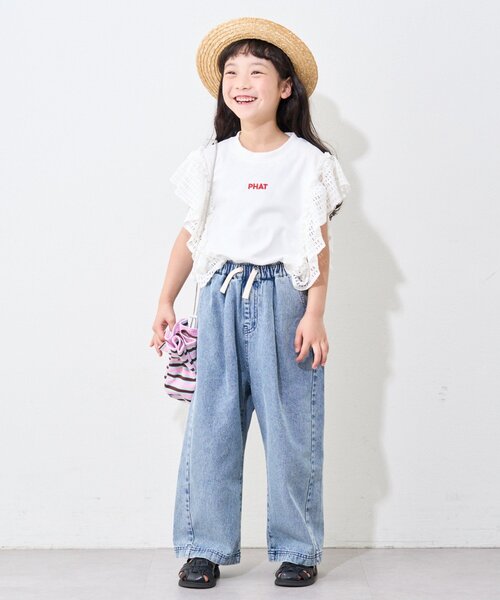 CIAOPANIC TYPY（チャオパニックティピー）の「【KIDS】紐付き風ワイドイージーデニム（デニムパンツ・キッズ・ネイビー/サックスブルー・XX-LARGE/LARGE/SMALL/MEDIUM/X-LARGE）」の14枚目の写真