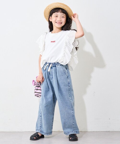 CIAOPANIC TYPY（チャオパニックティピー）の「【KIDS】紐付き風ワイドイージーデニム（デニムパンツ・キッズ・ネイビー/サックスブルー・XX-LARGE/LARGE/SMALL/MEDIUM/X-LARGE）」の13枚目の写真