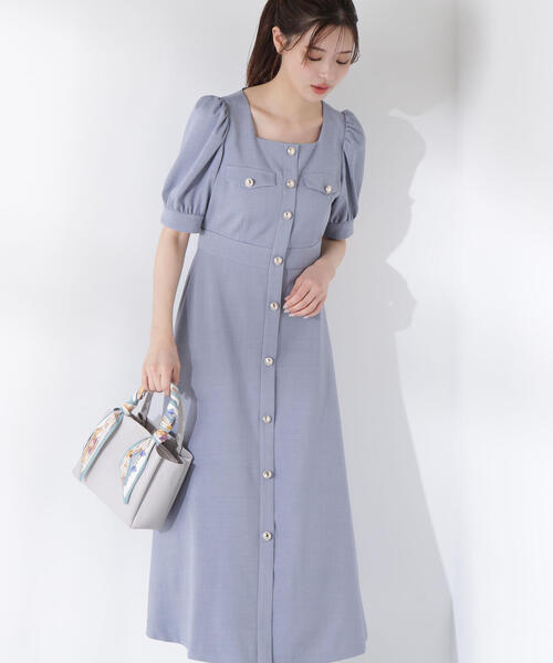 PROPORTION BODY DRESSING(プロポーションボディドレッシング)の「フロント釦スクエアネックワンピースⅡ / 1215140902(ワンピース・レディース・ブルー/ブラウン/ベージュ・SMALL/MEDIUM)」の13枚目の写真