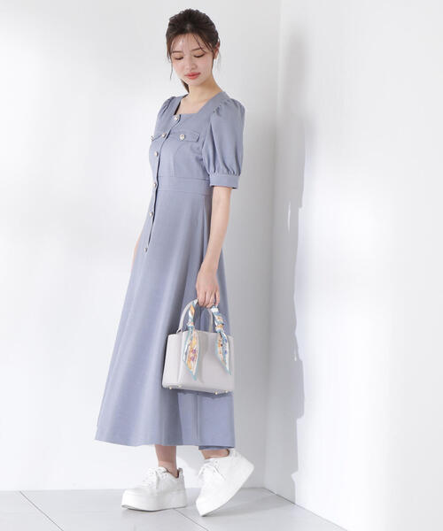 PROPORTION BODY DRESSING(プロポーションボディドレッシング)の「フロント釦スクエアネックワンピースⅡ / 1215140902(ワンピース・レディース・ブルー/ブラウン/ベージュ・SMALL/MEDIUM)」の15枚目の写真