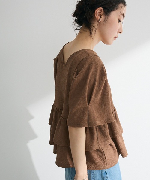 Petit fleur（プチフルール）の「・PetitFleur 2wayダイヤ柄プルオーバー（Tシャツ/カットソー・レディース・ブラック/アイボリー/グリーン/ブラウン・FREE）」の3枚目の写真