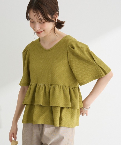 Petit fleur（プチフルール）の「・PetitFleur 2wayダイヤ柄プルオーバー（Tシャツ/カットソー・レディース・ブラック/アイボリー/グリーン/ブラウン・FREE）」の4枚目の写真