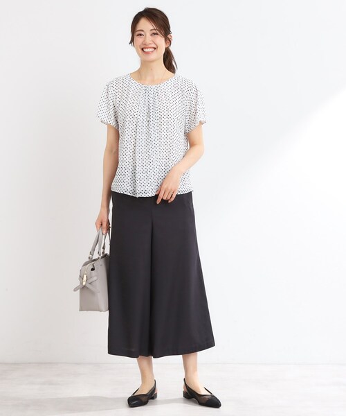 【夏SALE／マシンウォッシュ可／セットアップ可】ギャザータックプリントブラウス セール】【夏SALE／マシンウォッシュ可／セットアップ可