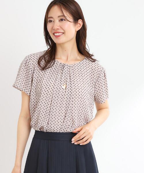 Reflect / リフレクト 【夏SALE／マシンウォッシュ可／セットアップ可】ギャザータックプリントブラウス 夏SALE／マシンウォッシュ可／セットアップ可】ギャザー