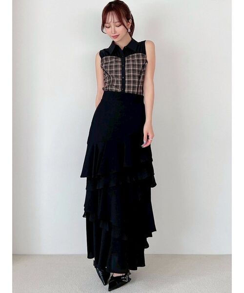 RESEXXY（リゼクシー）の「チェックレイヤードノースリシャツ（シャツ/ブラウス・レディース・ブラック/レッド/ブラウン・FREE）」の16枚目の写真