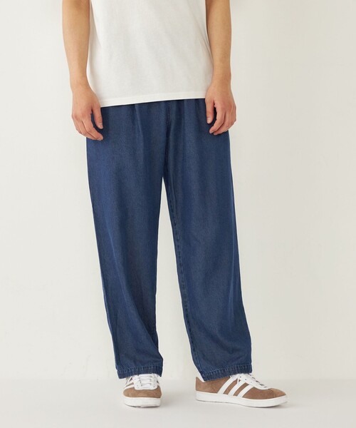 kolor ネイビー ダメージ加工(クリーニングして配送) FREAK'S STORE/ワイドシルエット ダメージ加工 ダブルニー