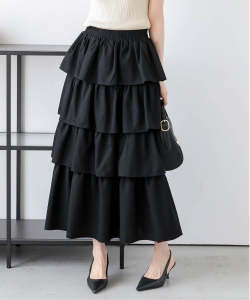 AMELY(エミリー)の「ペプラム×ラッフルスカートセットアップ(セットアップ・レディース・ベージュ/グレー/ブラック/ミント・M/L)」の12枚目の写真