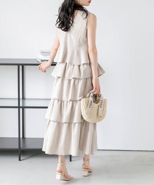 AMELY(エミリー)の「ペプラム×ラッフルスカートセットアップ(セットアップ・レディース・ベージュ/グレー/ブラック/ミント・M/L)」の22枚目の写真