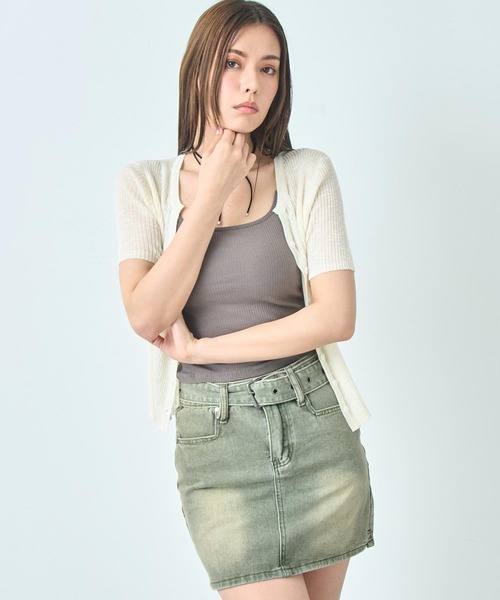 ANAP(アナップ)の「半袖 シアー ニット カーディガン トップス(カーディガン/ボレロ・レディース・ブラック/ブラウン/アイボリー・FREE)」の13枚目の写真