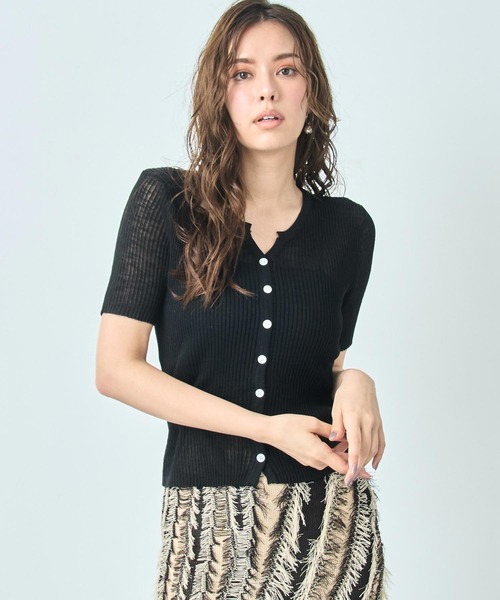 ANAP(アナップ)の「半袖 シアー ニット カーディガン トップス(カーディガン/ボレロ・レディース・ブラック/ブラウン/アイボリー・FREE)」の15枚目の写真