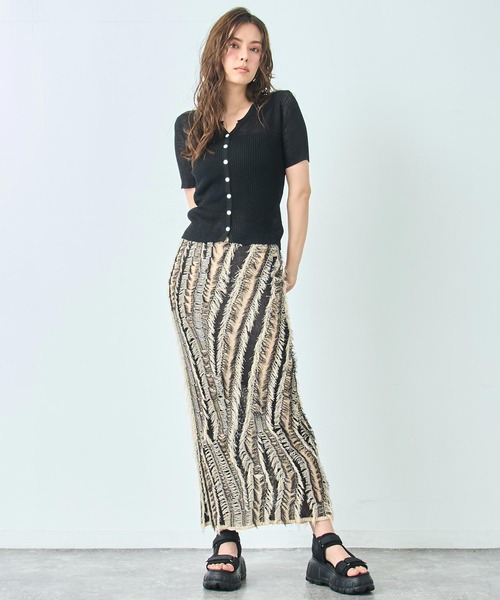 ANAP(アナップ)の「半袖 シアー ニット カーディガン トップス(カーディガン/ボレロ・レディース・ブラック/ブラウン/アイボリー・FREE)」の9枚目の写真