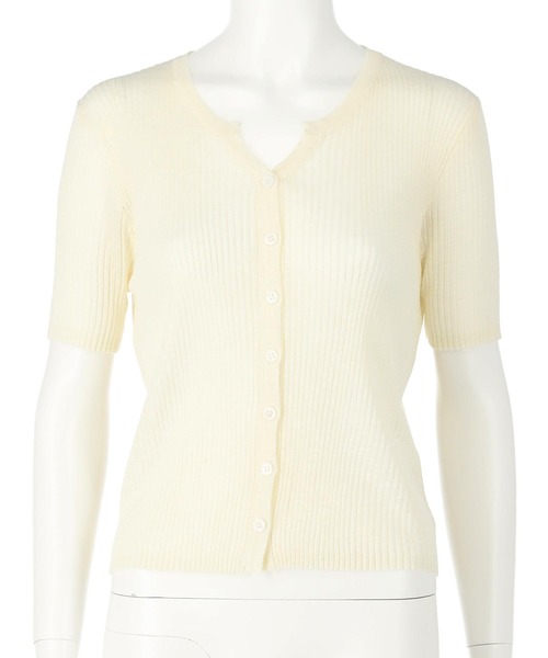 ANAP(アナップ)の「半袖 シアー ニット カーディガン トップス(カーディガン/ボレロ・レディース・ブラック/ブラウン/アイボリー・FREE)」の6枚目の写真