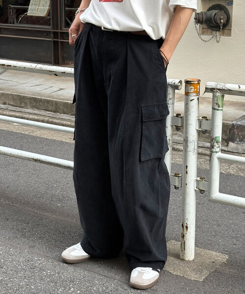 セール】【UNISEX】ワイドデニムカーゴパンツ/3サイズ展開