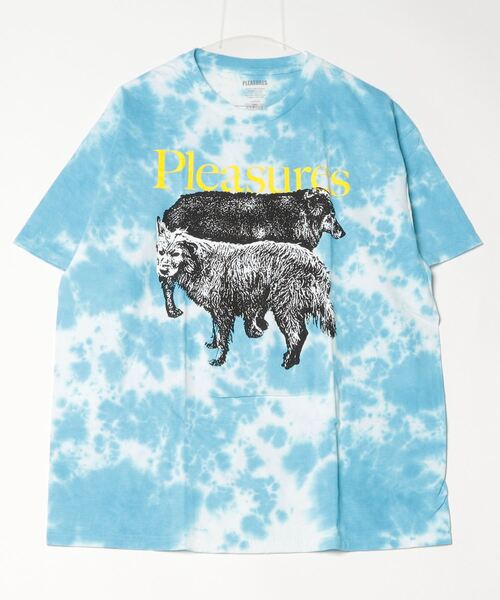 PLEASURES 関税込 染めTシャツ セール】PLEASURES/プレジャーズ WET DOGS TEE BLUE DYE